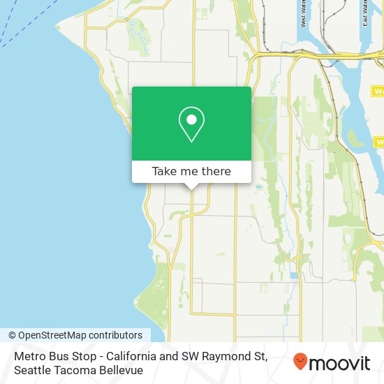 Mapa de Metro Bus Stop - California and SW Raymond St