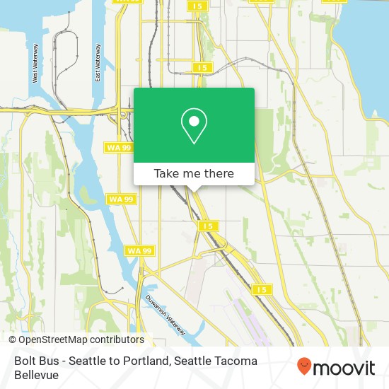 Mapa de Bolt Bus - Seattle to Portland