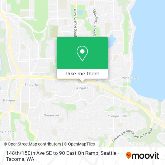 148th / 150th Ave SE to 90 East On Ramp map