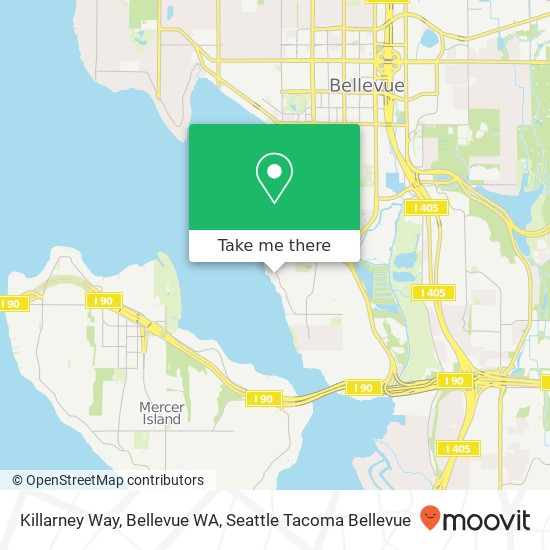 Killarney Way, Bellevue WA map