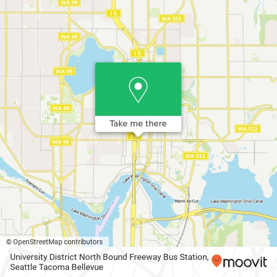 Mapa de University District North Bound Freeway Bus Station