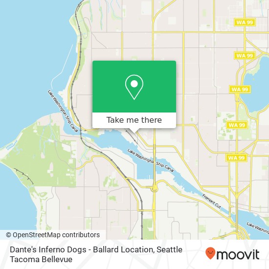 Mapa de Dante's Inferno Dogs - Ballard Location