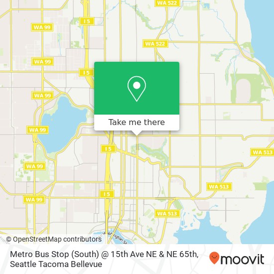 Mapa de Metro Bus Stop (South) @ 15th Ave NE & NE 65th