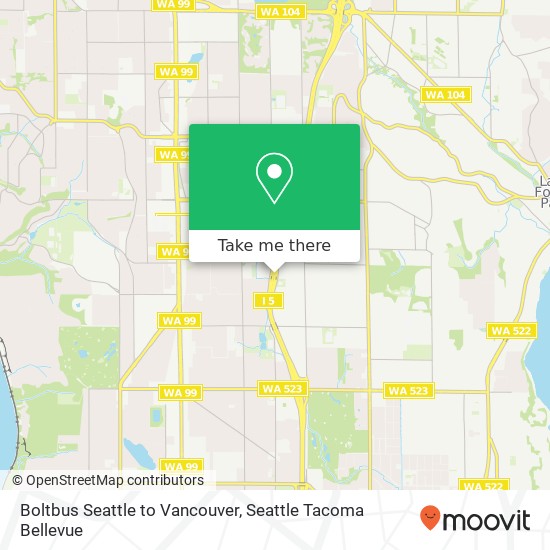 Mapa de Boltbus Seattle to Vancouver