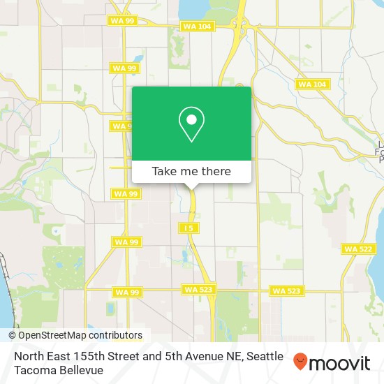 North East 155th Street and 5th Avenue NE map