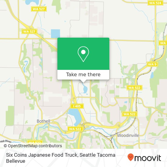 Mapa de Six Coins Japanese Food Truck