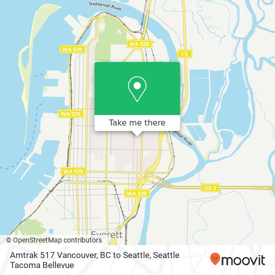 Mapa de Amtrak 517 Vancouver, BC to Seattle