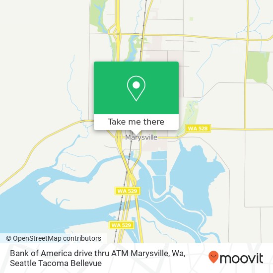 Bank of America drive thru ATM Marysville, Wa map