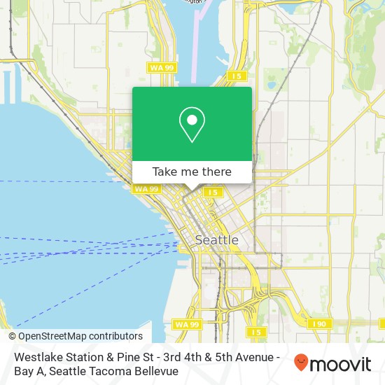 Westlake Station & Pine St - 3rd 4th & 5th Avenue - Bay A map