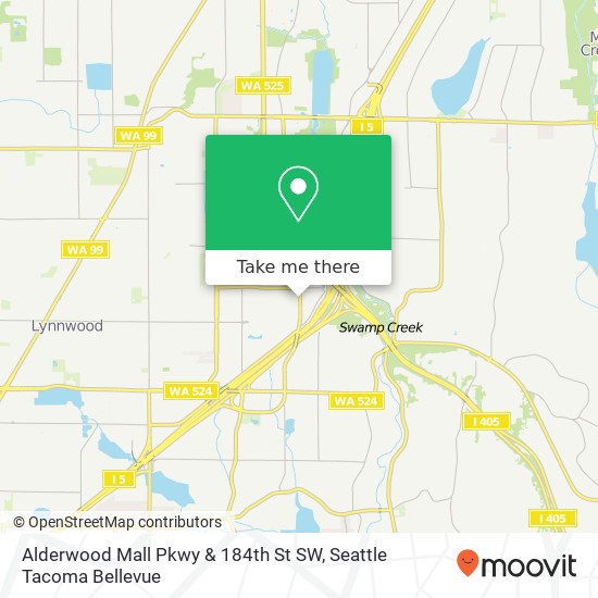 Mapa de Alderwood Mall Pkwy & 184th St SW
