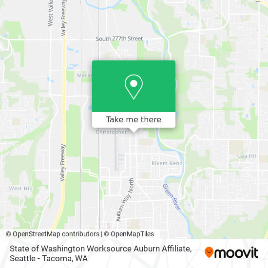 State of Washington Worksource Auburn Affiliate map