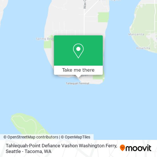 Tahlequah-Point Defiance Vashon Washington Ferry map