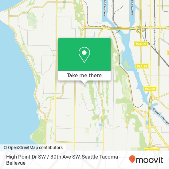 Mapa de High Point Dr SW / 30th Ave SW