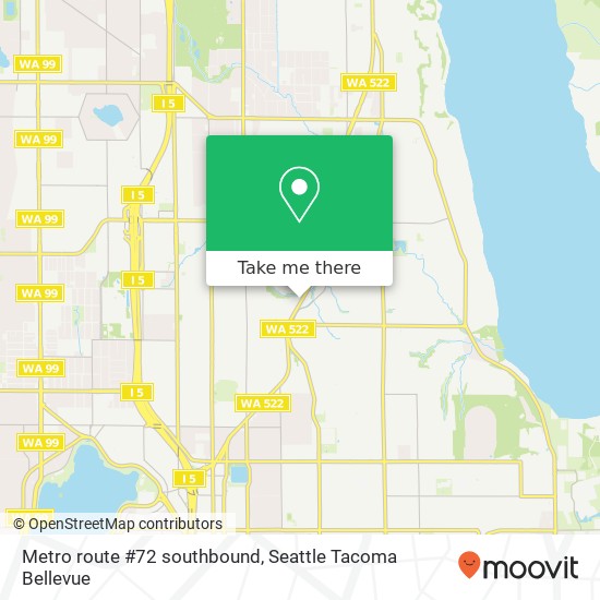 Metro route #72 southbound map