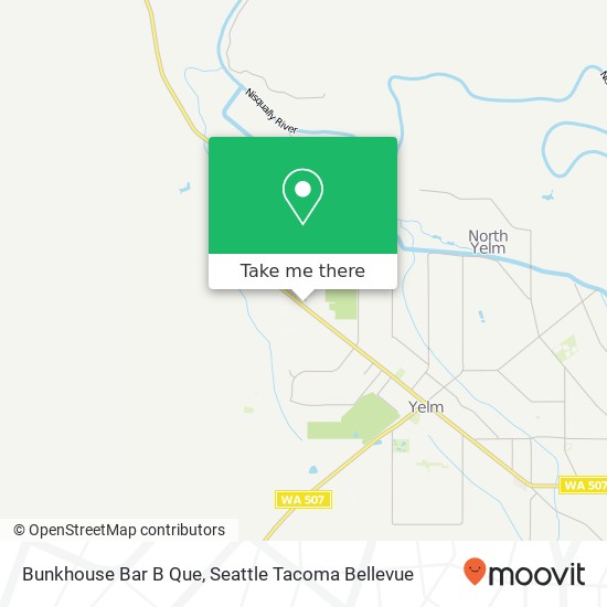 Mapa de Bunkhouse Bar B Que, 1506 W Yelm Ave Yelm, WA 98597