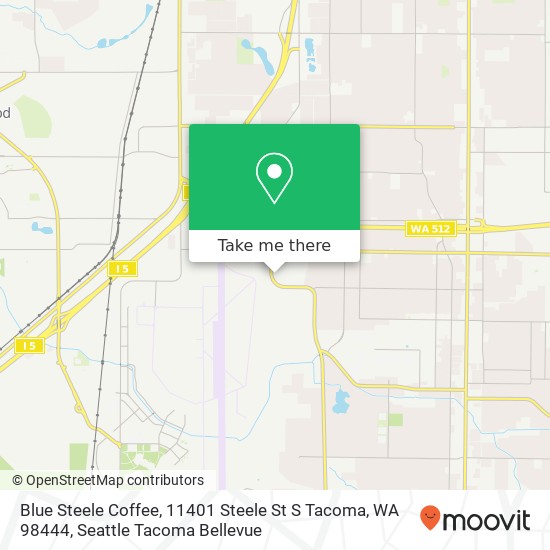 Mapa de Blue Steele Coffee, 11401 Steele St S Tacoma, WA 98444
