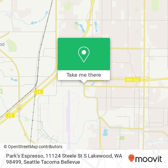 Mapa de Park's Espresso, 11124 Steele St S Lakewood, WA 98499