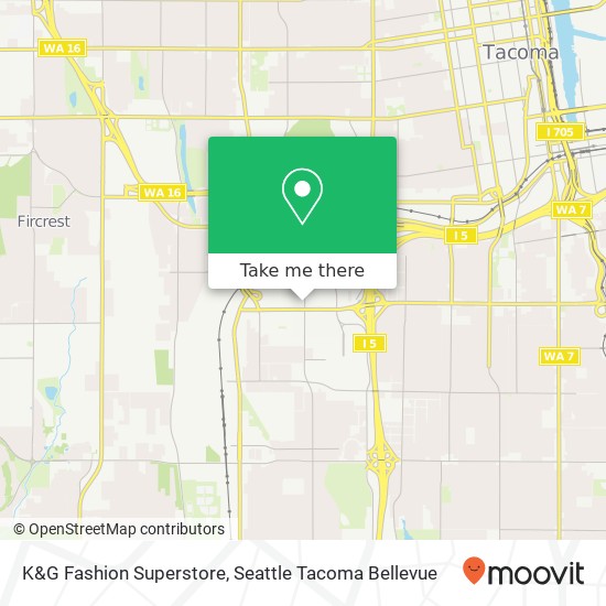 Mapa de K&G Fashion Superstore, 3706 S Pine St Tacoma, WA 98409