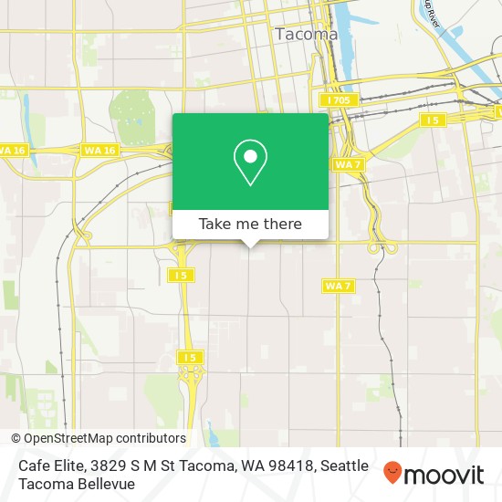 Mapa de Cafe Elite, 3829 S M St Tacoma, WA 98418