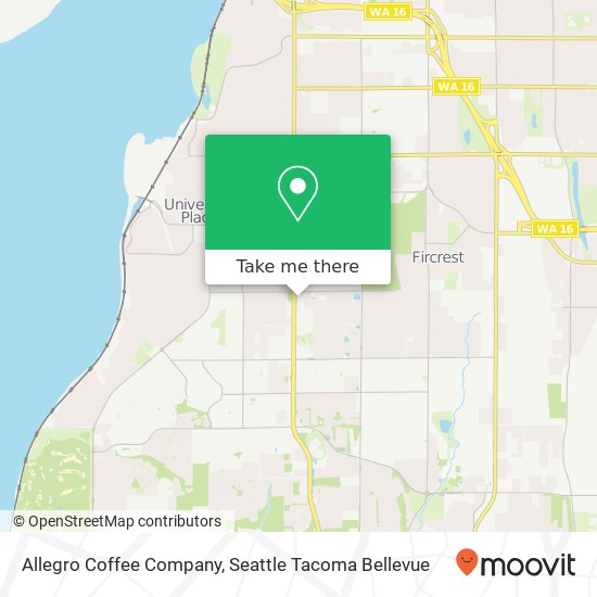 Mapa de Allegro Coffee Company, 3515 Bridgeport Way W University Place, WA 98466