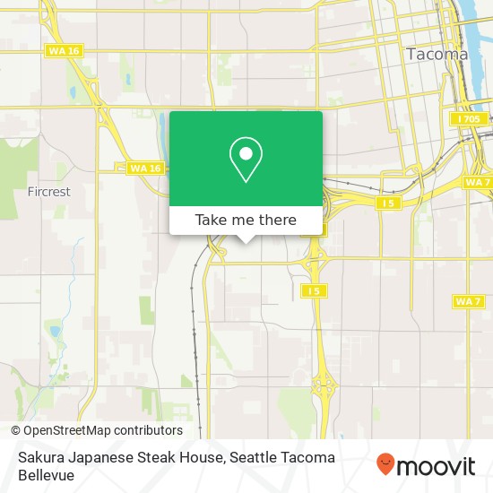 Mapa de Sakura Japanese Steak House, 3630 S Cedar St Tacoma, WA 98409