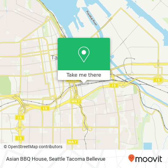 Mapa de Asian BBQ House, 430 E 25th St Tacoma, WA 98421