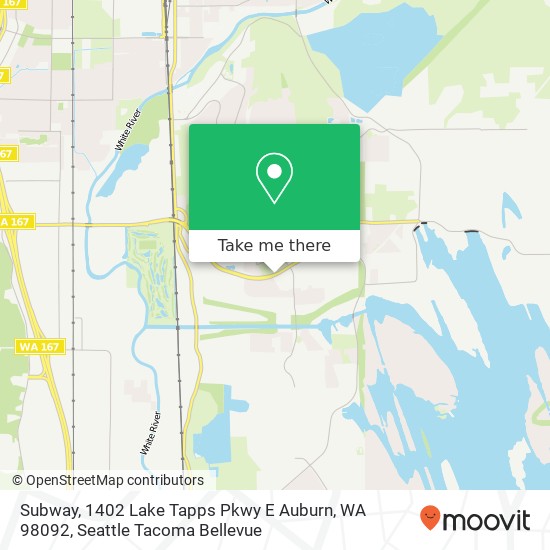 Mapa de Subway, 1402 Lake Tapps Pkwy E Auburn, WA 98092