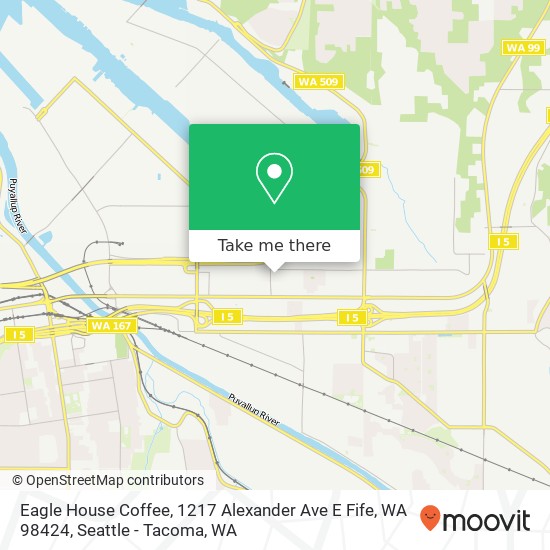 Mapa de Eagle House Coffee, 1217 Alexander Ave E Fife, WA 98424