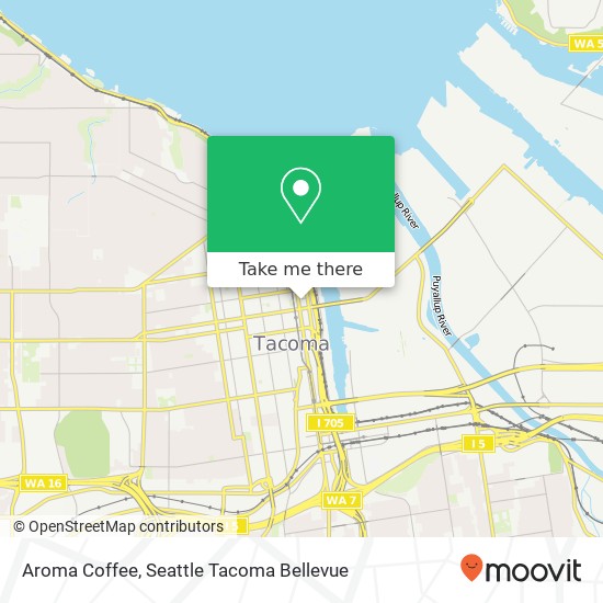 Mapa de Aroma Coffee, 1001 Pacific Ave Tacoma, WA 98402