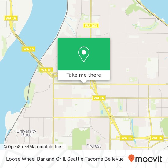 Mapa de Loose Wheel Bar and Grill, 6108 6th Ave Tacoma, WA 98406