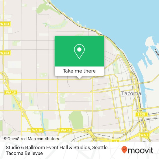 Mapa de Studio 6 Ballroom Event Hall & Studios, 2608 6th Ave Tacoma, WA 98406