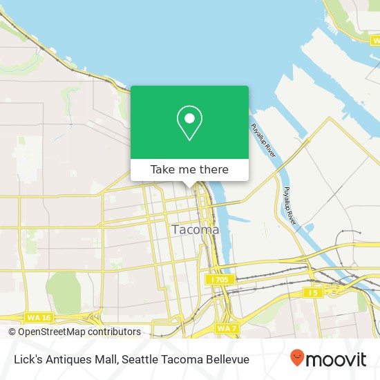 Mapa de Lick's Antiques Mall, 738 Broadway Tacoma, WA 98402