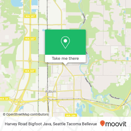 Mapa de Harvey Road Bigfoot Java, 802 14th St NE Auburn, WA 98002