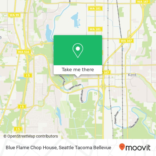 Mapa de Blue Flame Chop House, 1819 W Meeker St Kent, WA 98032