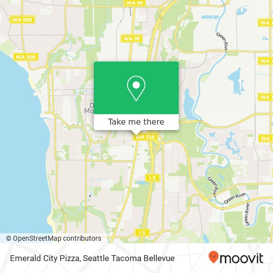 Mapa de Emerald City Pizza, 23321 Pacific Hwy S Kent, WA 98032