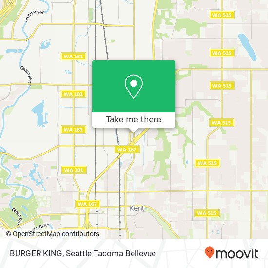 Mapa de BURGER KING, 22442 84th Ave S Kent, WA 98032