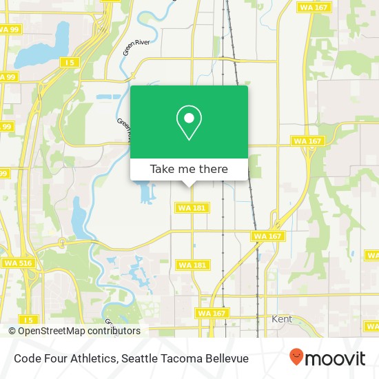 Mapa de Code Four Athletics, 22013 68th Ave S Kent, WA 98032