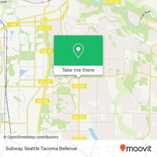 Mapa de Subway, 17625 108th Ave SE Renton, WA 98055