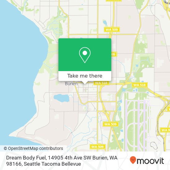 Mapa de Dream Body Fuel, 14905 4th Ave SW Burien, WA 98166