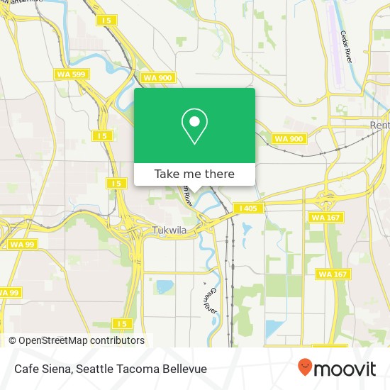 Mapa de Cafe Siena, 14800 Starfire Way Tukwila, WA 98188