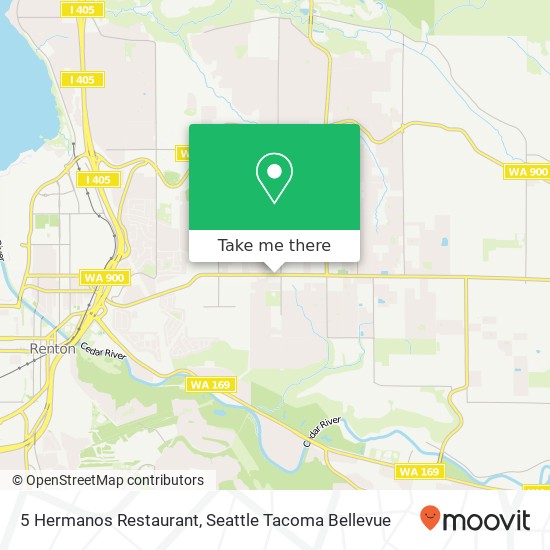 Mapa de 5 Hermanos Restaurant, 3901 NE 4th St Renton, WA 98056