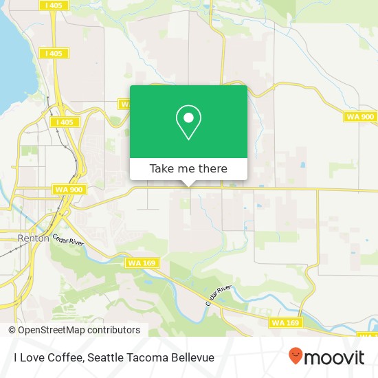 Mapa de I Love Coffee, 3933 NE 4th St Renton, WA 98056