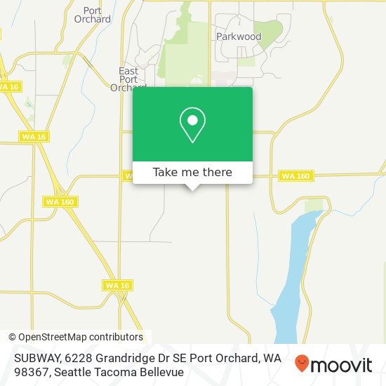 Mapa de SUBWAY, 6228 Grandridge Dr SE Port Orchard, WA 98367
