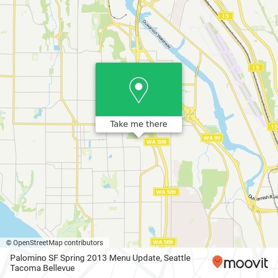 Mapa de Palomino SF Spring 2013 Menu Update, 10001 1st Ave S Seattle, WA 98168