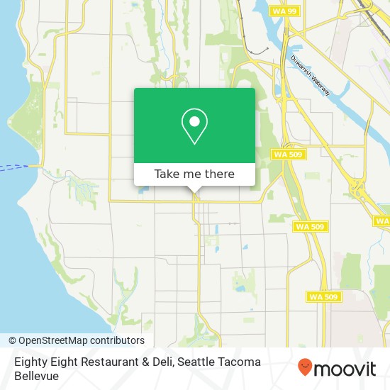 Mapa de Eighty Eight Restaurant & Deli, 9418 Delridge Way SW Seattle, WA 98106