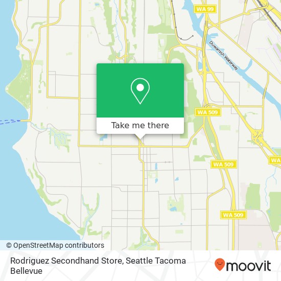 Mapa de Rodriguez Secondhand Store, 9416 Delridge Way SW Seattle, WA 98106