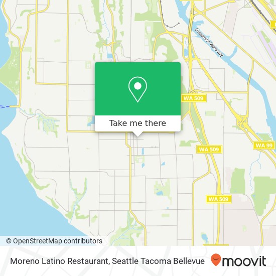 Mapa de Moreno Latino Restaurant, 9650 14th Ave SW Seattle, WA 98106