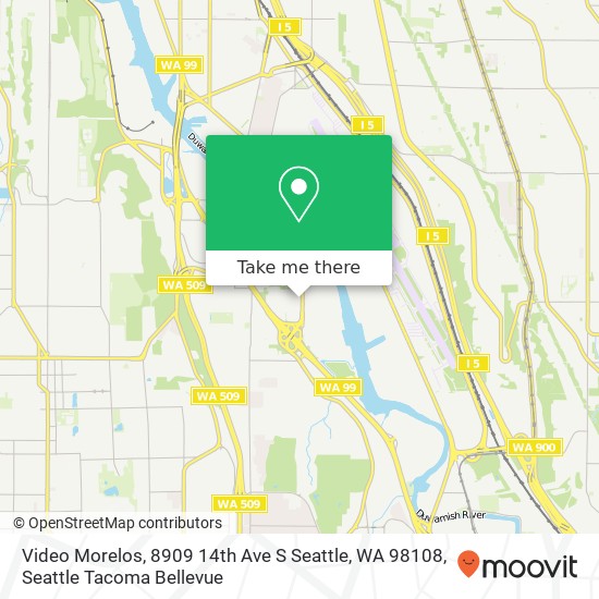 Mapa de Video Morelos, 8909 14th Ave S Seattle, WA 98108