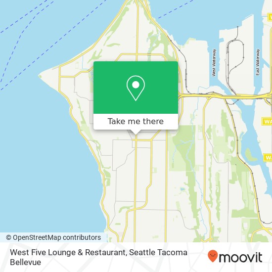 Mapa de West Five Lounge & Restaurant, 4539 California Ave SW Seattle, WA 98116