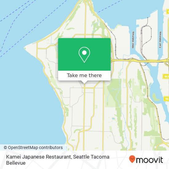 Mapa de Kamei Japanese Restaurant, 4512 California Ave SW Seattle, WA 98116